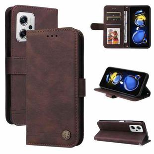 For Xiaomi Redmi Note 11T Pro/Poco X4 GT Skin Feel Life Tree Metal Button Leather Case(Brown)