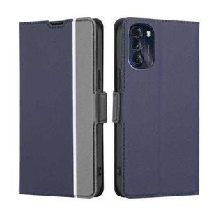 For Motorola Moto G 5G 2022 Twill Texture Side Button Leather Phone Case(Blue)