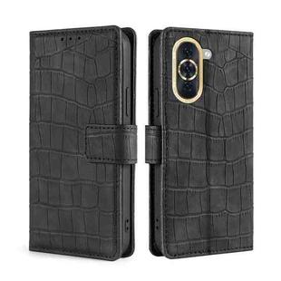 For Huawei nova 10 Skin Feel Crocodile Magnetic Clasp Leather Phone Case(Black)