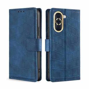 For Huawei nova 10 Skin Feel Crocodile Magnetic Clasp Leather Phone Case(Blue)