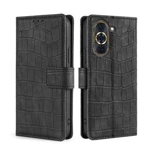 For Huawei nova 10 Pro Skin Feel Crocodile Magnetic Clasp Leather Phone Case(Black)