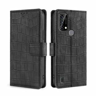 For Blackview A50 Skin Feel Crocodile Magnetic Clasp Leather Phone Case(Black)