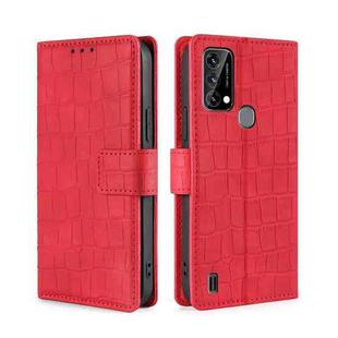 For Blackview A50 Skin Feel Crocodile Magnetic Clasp Leather Phone Case(Red)