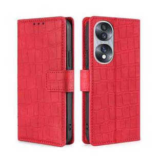 For Honor 70 Skin Feel Crocodile Magnetic Clasp Leather Phone Case(Red)