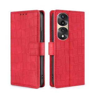 For Honor 70 Pro/70 Pro+ Skin Feel Crocodile Magnetic Clasp Leather Phone Case(Red)