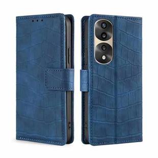 For Honor 70 Pro/70 Pro+ Skin Feel Crocodile Magnetic Clasp Leather Phone Case(Blue)