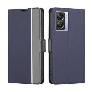 For OPPO A57 5G 2022 / Realme Q5i Twill Texture Side Button Leather Phone Case(Blue)