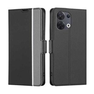 For OPPO Reno 8 5G Twill Texture Side Button Leather Phone Case(Black)