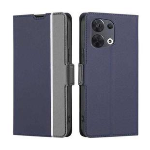 For OPPO Reno 8 5G Twill Texture Side Button Leather Phone Case(Blue)