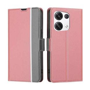 For OPPO Reno 8 Pro+ 5G Twill Texture Side Button Leather Phone Case(Pink)
