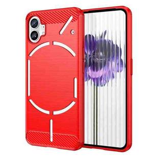 For Nothing Phone 1 Brushed Texture Carbon Fiber TPU Phone Case(Red)