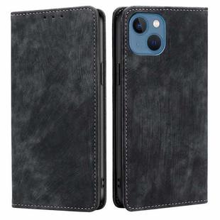 For iPhone 12 RFID Anti-theft Brush Magnetic Leather Phone Case(Black)
