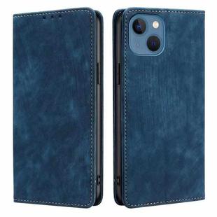For iPhone 12 RFID Anti-theft Brush Magnetic Leather Phone Case(Blue)