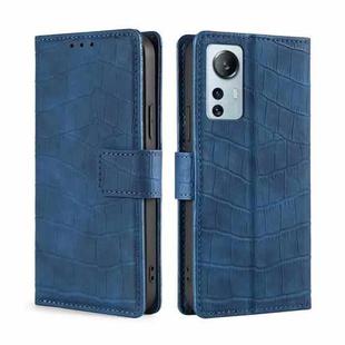 For Xiaomi 12 Lite Skin Feel Crocodile Magnetic Clasp Leather Phone Case(Blue)