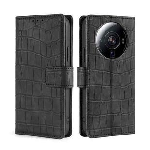 For Xiaomi 12S Ultra Skin Feel Crocodile Magnetic Clasp Leather Phone Case(Black)