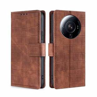 For Xiaomi 12S Ultra Skin Feel Crocodile Magnetic Clasp Leather Phone Case(Brown)