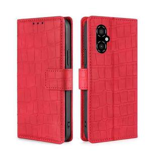 For Xiaomi Poco M4 5G Skin Feel Crocodile Magnetic Clasp Leather Phone Case(Red)
