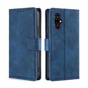 For Xiaomi Poco M4 5G Skin Feel Crocodile Magnetic Clasp Leather Phone Case(Blue)