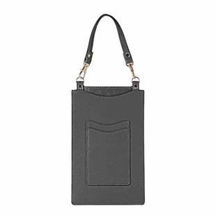 Litchi Texture Card Holder Mobile Phone Bag with Short Strap(Black)
