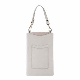Litchi Texture Card Holder Mobile Phone Bag with Short Strap(White)