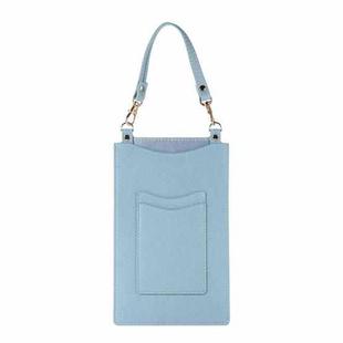 Litchi Texture Card Holder Mobile Phone Bag with Short Strap(Light Blue)