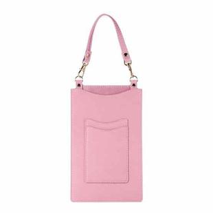 Litchi Texture Card Holder Mobile Phone Bag with Short Strap(Pink)