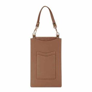 Litchi Texture Card Holder Mobile Phone Bag with Short Strap(Brown)