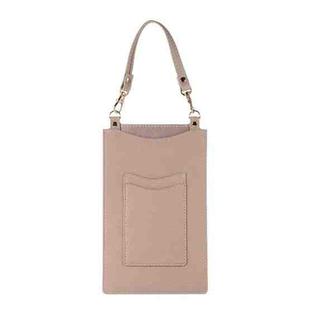 Litchi Texture Card Holder Mobile Phone Bag with Short Strap(Khaki)