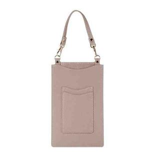 Litchi Texture Card Holder Mobile Phone Bag with Short Strap(Apricot)