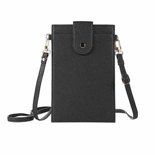 Litchi Texture Card Holder Mobile Phone Bag with Long Strap(Black)