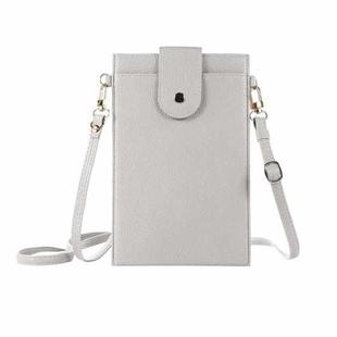 Litchi Texture Card Holder Mobile Phone Bag with Long Strap(White)