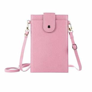 Litchi Texture Card Holder Mobile Phone Bag with Long Strap(Pink)