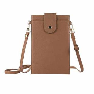 Litchi Texture Card Holder Mobile Phone Bag with Long Strap(Brown)