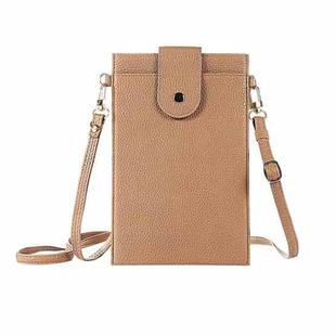 Litchi Texture Card Holder Mobile Phone Bag with Long Strap(Gold)