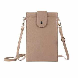 Litchi Texture Card Holder Mobile Phone Bag with Long Strap(Khaki)