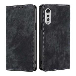 For LG Velvet RFID Anti-theft Brush Magnetic Leather Phone Case(Black)