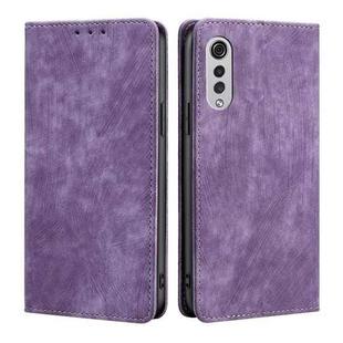 For LG Velvet RFID Anti-theft Brush Magnetic Leather Phone Case(Purple)