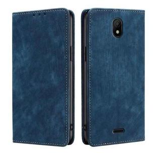 For Nokia C100 RFID Anti-theft Brush Magnetic Leather Phone Case(Blue)