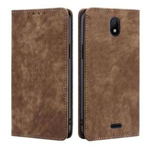 For Nokia C100 RFID Anti-theft Brush Magnetic Leather Phone Case(Brown)