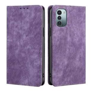 For Nokia G21/G11 Anti-theft Brush Magnetic Leather Phone Case(Purple)