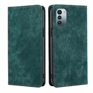 For Nokia G21/G11 Anti-theft Brush Magnetic Leather Phone Case(Green)