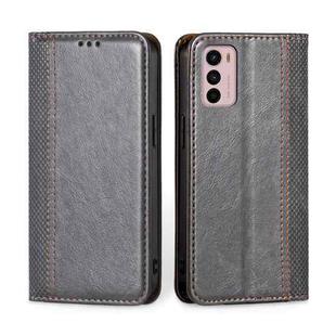 For Motorola Moto G42 4G Grid Texture Magnetic Flip Leather Phone Case(Grey)
