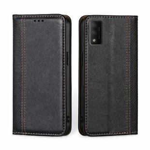 For TCL 30T T603DL Grid Texture Magnetic Flip Leather Phone Case(Black)