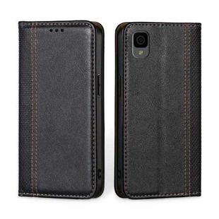 For TCL 30Z T602DL Grid Texture Magnetic Flip Leather Phone Case(Black)