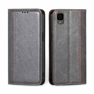 For TCL 30Z T602DL Grid Texture Magnetic Flip Leather Phone Case(Grey)