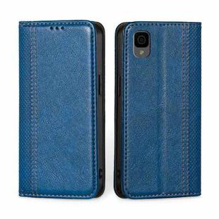 For TCL 30Z T602DL Grid Texture Magnetic Flip Leather Phone Case(Blue)