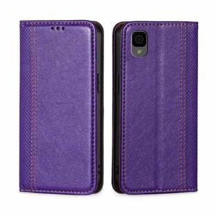 For TCL 30Z T602DL Grid Texture Magnetic Flip Leather Phone Case(Purple)