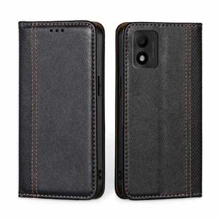 For TCL 303 Grid Texture Magnetic Flip Leather Phone Case(Black)