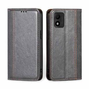For TCL 303 Grid Texture Magnetic Flip Leather Phone Case(Grey)
