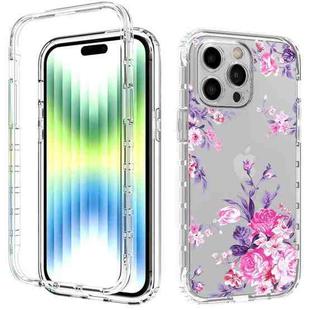 For iPhone 14 Pro Max Transparent Painted Phone Case (Pink Flower)